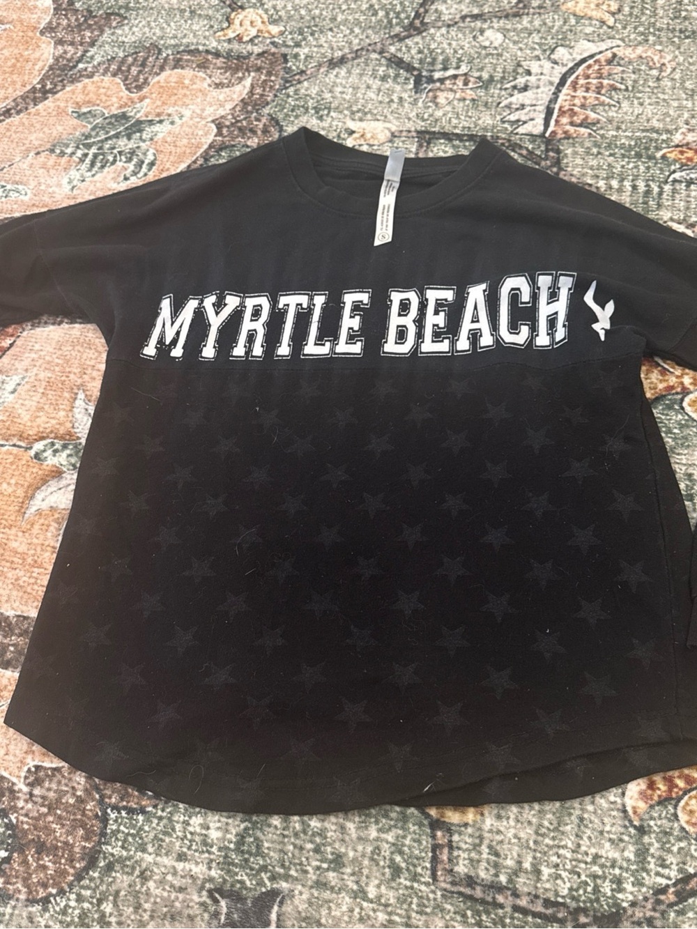 myrtle beach Sweatshirt Classy Womans Small Black Star Pattern South carolina